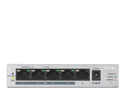 Switch ZYXEL GS1005-HP 5 Port Gigabit PoE+ unmanaged desktop 60W GS1005HP-EU0101F